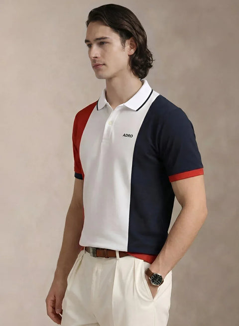 Adro Multicolour Polo T Shirt | 100% Cotton Mens Polo Tshirt | Regular Fit Half Sleeve Cut & Sew Polo T-shirt for men