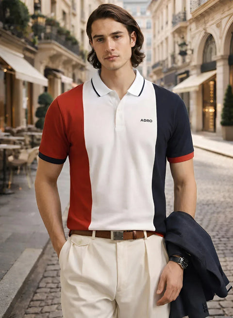 Adro Multicolour Polo T Shirt | 100% Cotton Mens Polo Tshirt | Regular Fit Half Sleeve Cut & Sew Polo T-shirt for men
