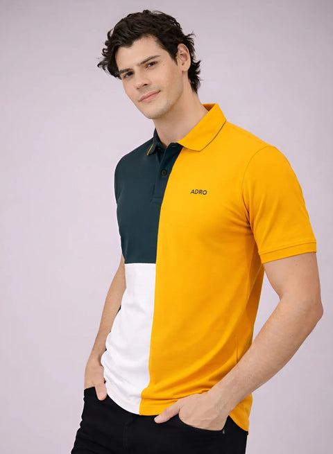 Adro Multicolour Polo T Shirt | 100% Cotton Mens Polo Tshirt | Regular Fit Half Sleeve Cut & Sew Polo T-shirt for men