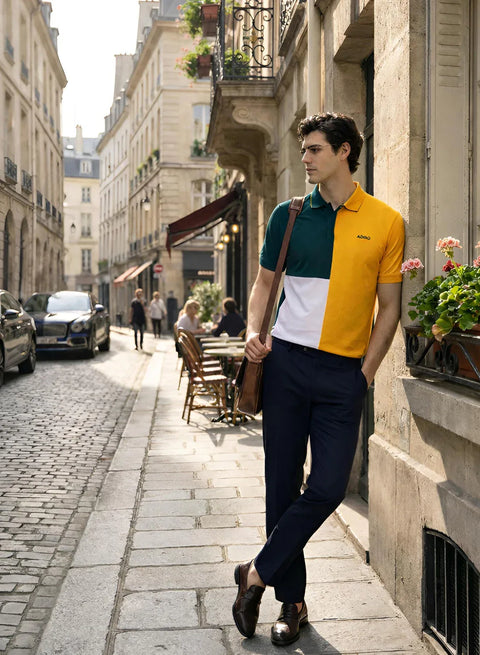 Adro Multicolour Polo T Shirt | 100% Cotton Mens Polo Tshirt | Regular Fit Half Sleeve Cut & Sew Polo T-shirt for men