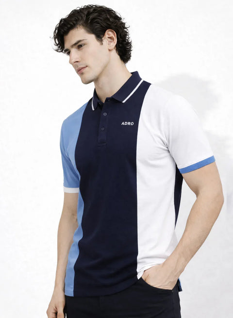 Adro Multicolour Polo T Shirt | 100% Cotton Mens Polo Tshirt | Regular Fit Half Sleeve Cut & Sew Polo T-shirt for men