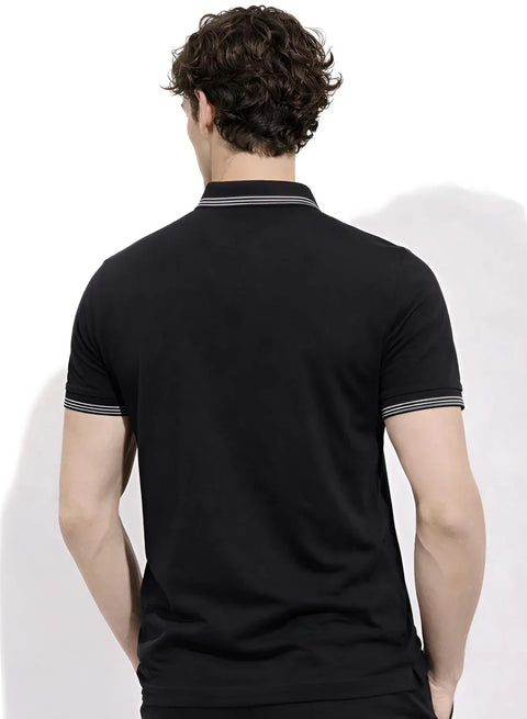 Adro Cotton Polo T Shirt for men | Regular Fit Polo T-shirt | Short Sleeve Black Solid Polo Tshirt | Premium Soft Fabric for Summer