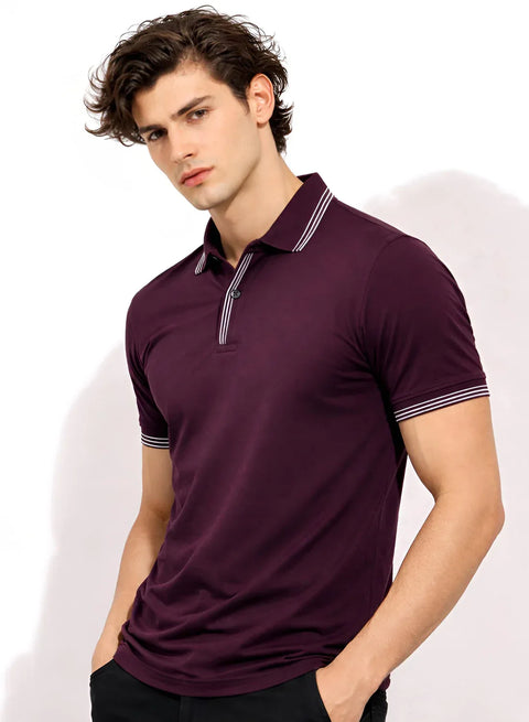 Adro Cotton Polo T Shirt for men | Regular Fit Polo T-shirt | Short Sleeve Dark Liver Solid Polo Tshirt | Premium Soft Fabric for Summer