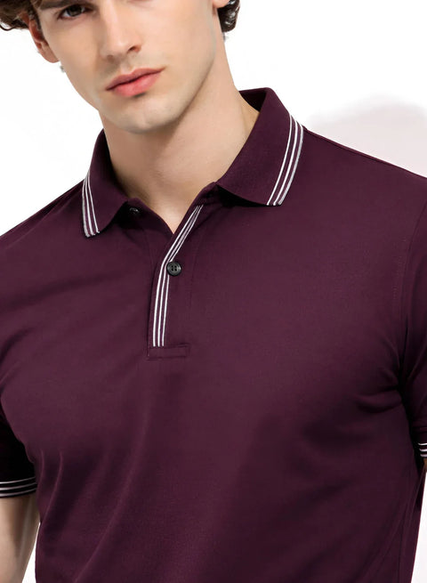 Adro Cotton Polo T Shirt for men | Regular Fit Polo T-shirt | Short Sleeve Dark Liver Solid Polo Tshirt | Premium Soft Fabric for Summer