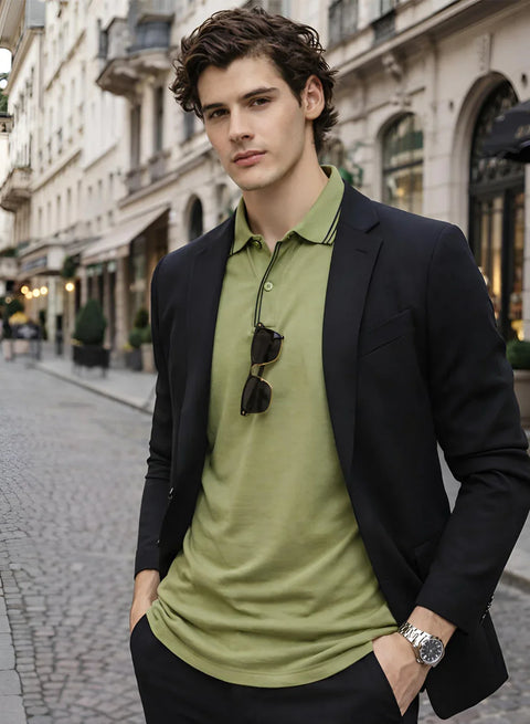 Adro Cotton Polo T Shirt for men | Regular Fit Polo T-shirt | Short Sleeve Light Olive Solid Polo Tshirt | Premium Soft Fabric for Summer