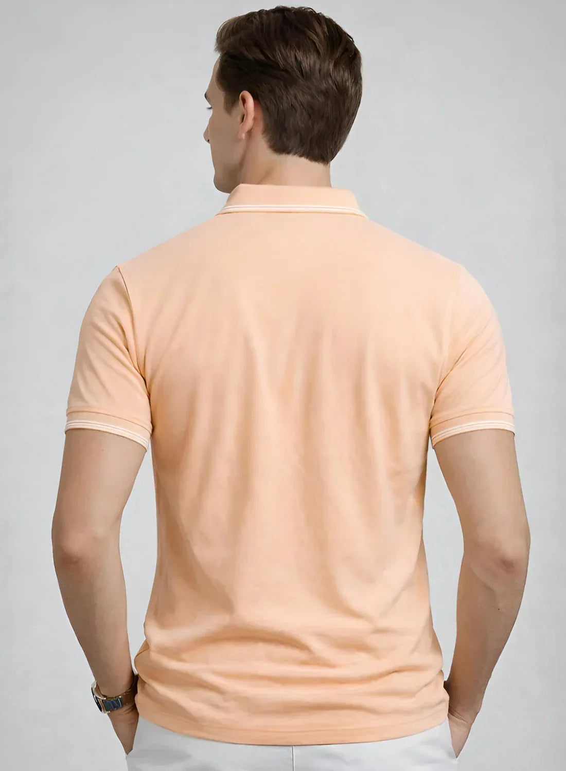 Adro Cotton Polo T Shirt for men | Regular Fit Polo T-shirt | Short Sleeve Peach Fuzz Solid Polo Tshirt | Premium Soft Fabric for Summer