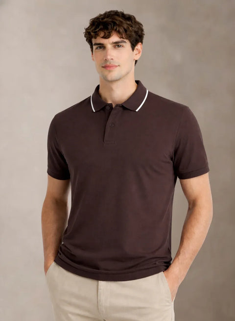 ADRO Mens Polo TShirt | Airtex Cotton Matty Fabric | Regular Fit | Breathable, Durable & Premium Casual Solid Polo T-Shirt for Men French Roast