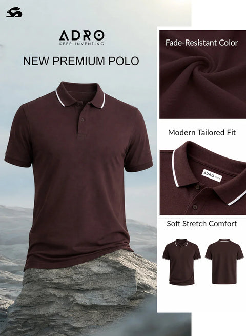 ADRO Mens Polo TShirt | Airtex Cotton Matty Fabric | Regular Fit | Breathable, Durable & Premium Casual Solid Polo T-Shirt for Men