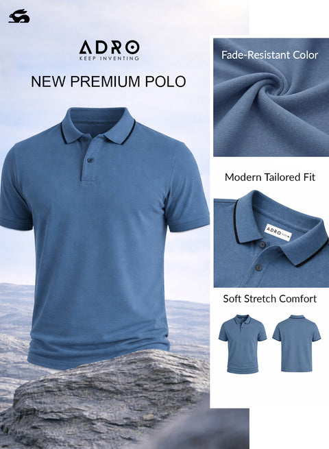 ADRO Mens Polo TShirt | Airtex Cotton Matty Fabric | Regular Fit | Breathable, Durable & Premium Casual Solid Polo T-Shirt for Men