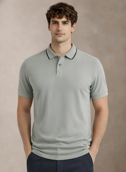 ADRO Mens Polo TShirt | Airtex Cotton Matty Fabric | Regular Fit | Breathable, Durable & Premium Casual Solid Polo T-Shirt for Men Agave