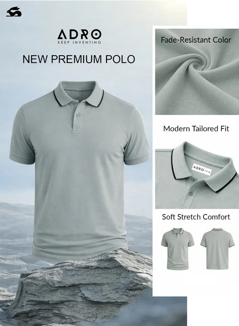 ADRO Mens Polo TShirt | Airtex Cotton Matty Fabric | Regular Fit | Breathable, Durable & Premium Casual Solid Polo T-Shirt for Men
