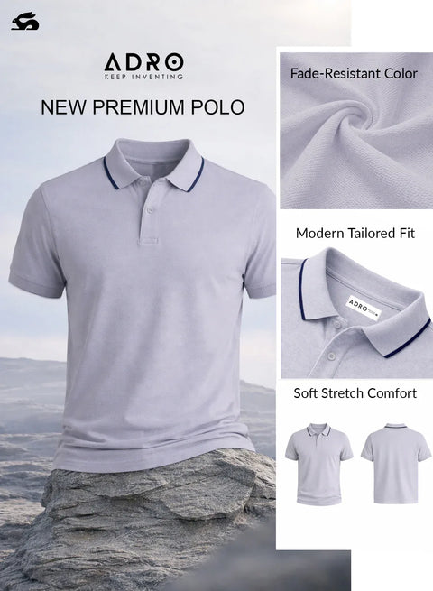 ADRO Mens Polo TShirt | Airtex Cotton Matty Fabric | Regular Fit | Breathable, Durable & Premium Casual Solid Polo T-Shirt for Men