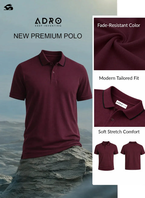 ADRO Mens Polo TShirt | Airtex Cotton Matty Fabric | Regular Fit | Breathable, Durable & Premium Casual Solid Polo T-Shirt for Men