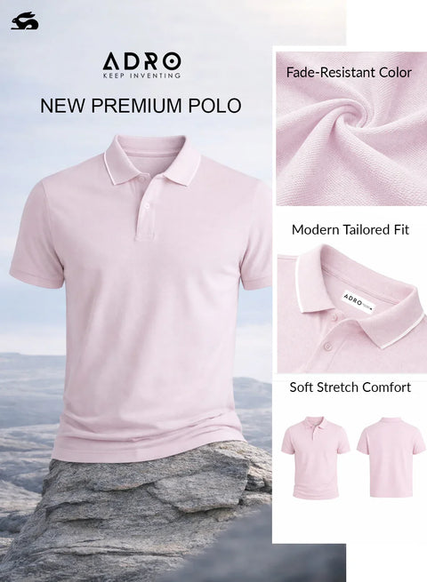ADRO Mens Polo TShirt | Airtex Cotton Matty Fabric | Regular Fit | Breathable, Durable & Premium Casual Solid Polo T-Shirt for Men