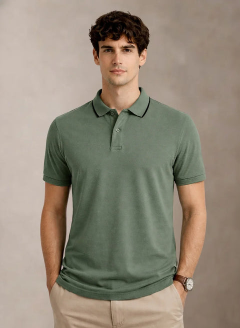 ADRO Mens Polo TShirt | Airtex Cotton Matty Fabric | Regular Fit | Breathable, Durable & Premium Casual Solid Polo T-Shirt for Men Sea Sprey