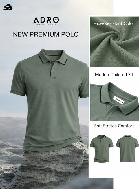 ADRO Mens Polo TShirt | Airtex Cotton Matty Fabric | Regular Fit | Breathable, Durable & Premium Casual Solid Polo T-Shirt for Men