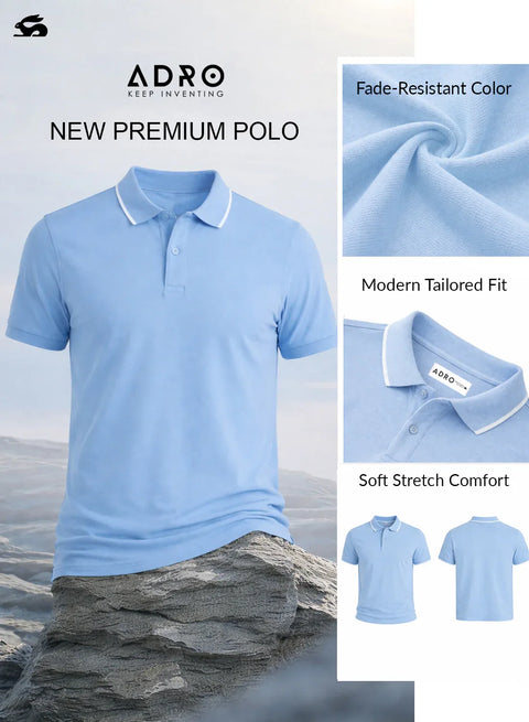 ADRO Mens Polo TShirt | Airtex Cotton Matty Fabric | Regular Fit | Breathable, Durable & Premium Casual Solid Polo T-Shirt for Men