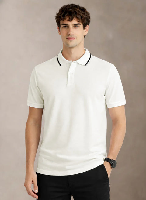 ADRO Mens Polo TShirt | Airtex Cotton Matty Fabric | Regular Fit | Breathable, Durable & Premium Casual Solid Polo T-Shirt for Men Bright White