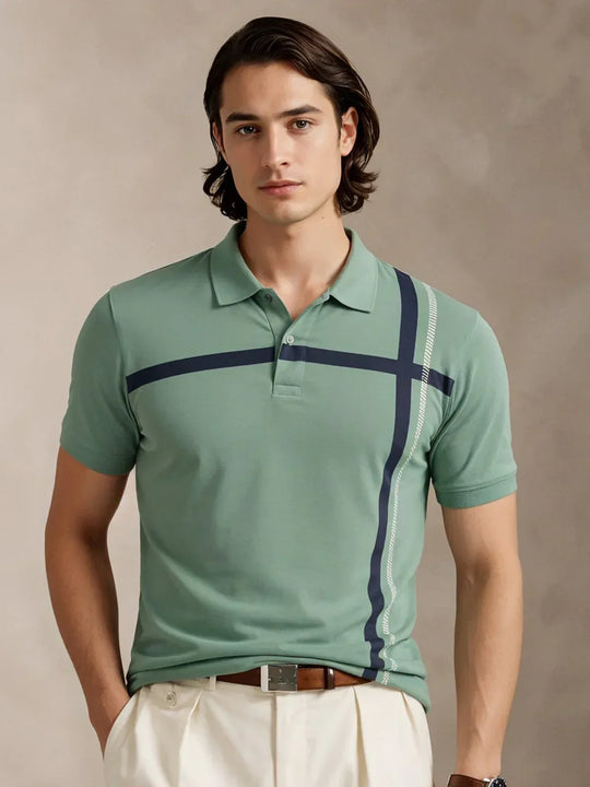 Adro Cotton Polo T Shirt for men  |  Regular Fit Printed Polo T-shirt  |  Short Sleeve Pista Polo Tshirt |  Soft Fabric for Summer