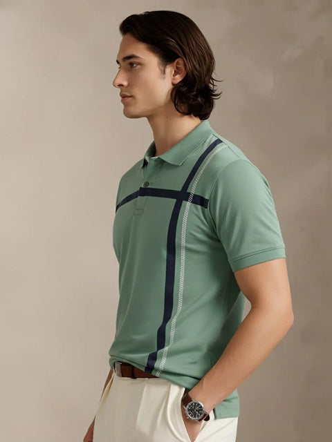 Adro Cotton Polo T Shirt for men | Regular Fit Printed Polo T-shirt | Short Sleeve Pista Polo Tshirt | Soft Fabric for Summer