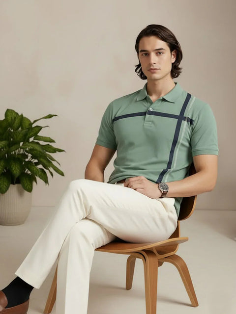 Adro Cotton Polo T Shirt for men | Regular Fit Printed Polo T-shirt | Short Sleeve Pista Polo Tshirt | Soft Fabric for Summer