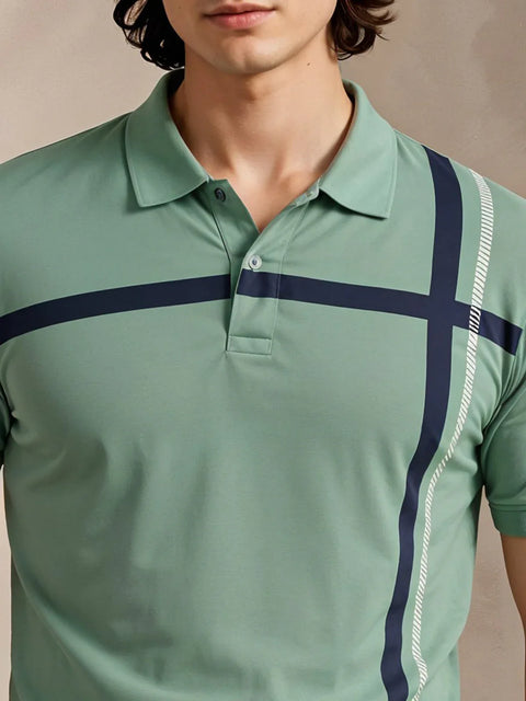 Adro Cotton Polo T Shirt for men | Regular Fit Printed Polo T-shirt | Short Sleeve Pista Polo Tshirt | Soft Fabric for Summer