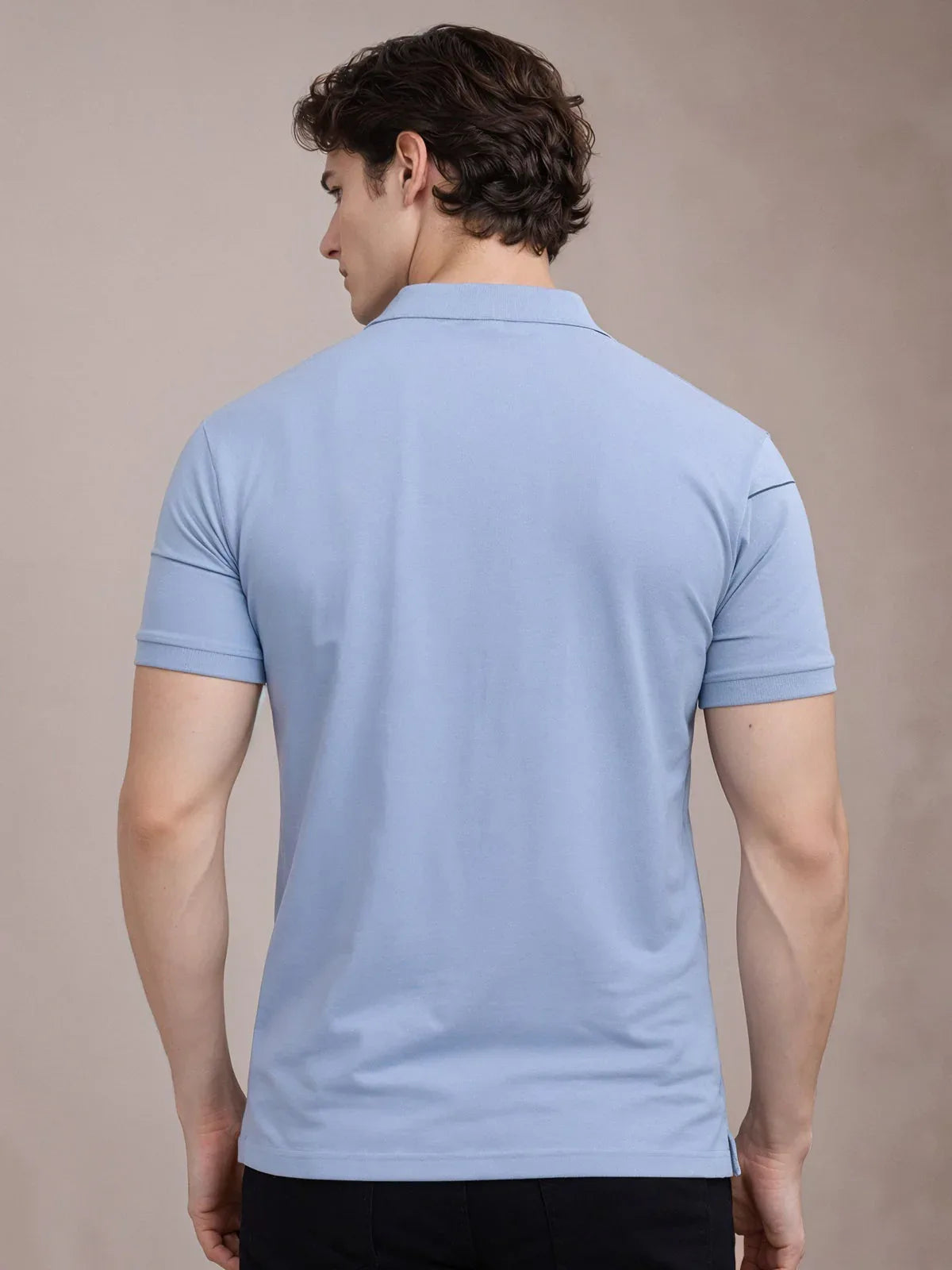 Adro Cotton Polo T Shirt for men | Regular Fit Printed Polo T-shirt | Short Sleeve Shadow Blue Polo Tshirt | Soft Fabric for Summer