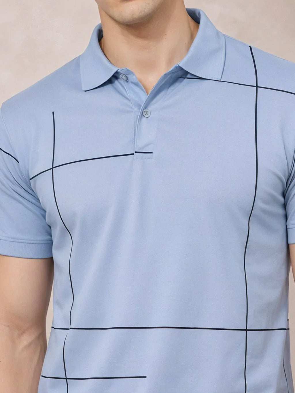 Adro Cotton Polo T Shirt for men | Regular Fit Printed Polo T-shirt | Short Sleeve Shadow Blue Polo Tshirt | Soft Fabric for Summer