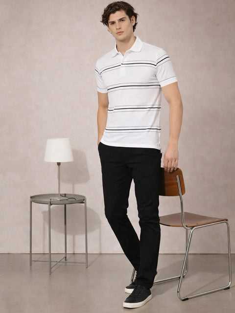 Adro Cotton Polo T Shirt for men | Regular Fit Printed Polo T-shirt | Short Sleeve White Polo Tshirt | Soft Fabric for Summer