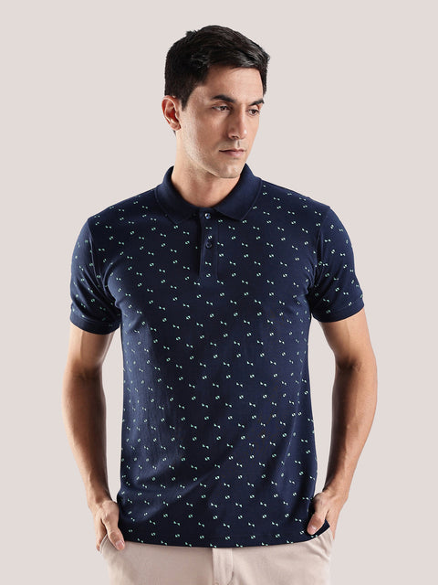 Adro Polo T-Shirt for Men – 100% Cotton Soft Fabric | Regular Fit Polo Tshirt | All over Printed Cotton Polo T Shirt for Men