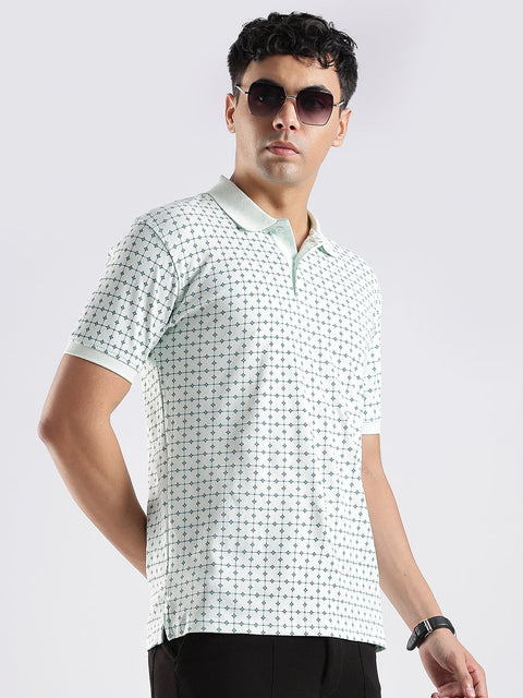 Adro Polo T-Shirt for Men – 100% Cotton Soft Fabric | Regular Fit Polo Tshirt | All over Printed Cotton Polo T Shirt for Men