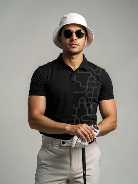 Adro Polo T-Shirt for Men – 100% Cotton Soft Fabric | Regular Fit Polo Tshirt | All over Printed Cotton Polo T Shirt for Men