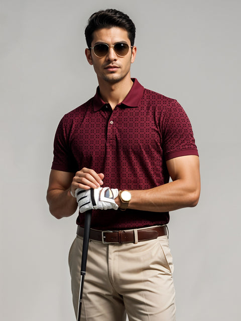 Adro Polo T-Shirt for Men – 100% Cotton Soft Fabric | Regular Fit Polo Tshirt | All over Printed Cotton Polo T Shirt for Men