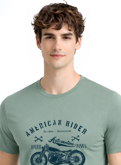 Adro Mens American Rider Printed T-Shirt | 100% Cotton T shirt for Bikers | Stylish Casual Tee Summer Regular Fit Biker Tshirt