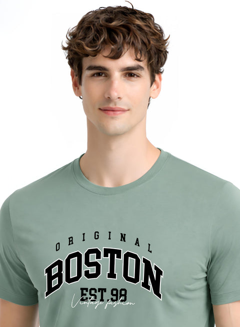 Adro Mens Boston City Printed Tshirt | Athletic Stylish Summer College Cotton T-shirt | Sporty Comfortable T shirts | Regular Fit