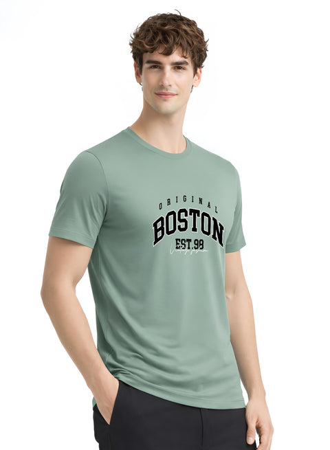 Adro Mens Boston City Printed Tshirt | Athletic Stylish Summer College Cotton T-shirt | Sporty Comfortable T shirts | Regular Fit