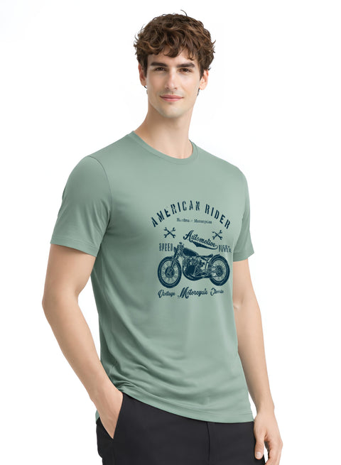 Adro Mens American Rider Printed T-Shirt | 100% Cotton T shirt for Bikers | Stylish Casual Tee Summer Regular Fit Biker Tshirt