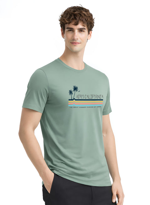 Adro Mens California Graphic T-Shirt | Retro Stripe Print Cotton Summer Tshirt | Stylish Beach T shirt | Comfortable Graphic Tee