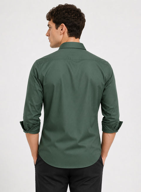 ADRO Premium Cotton Satin Shirt for Men | Casual Fit Solid Full Sleeve Shirt in Sage Green