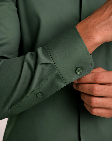 ADRO Premium Cotton Satin Shirt for Men | Casual Fit Solid Full Sleeve Shirt in Sage Green