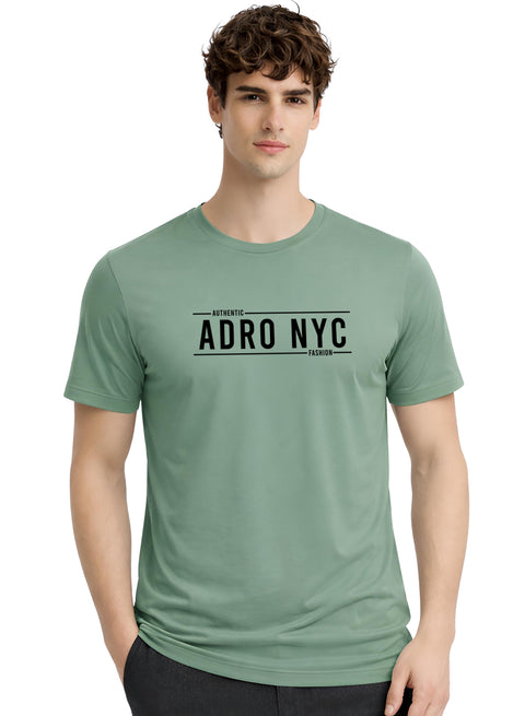 Adro Mens Branded Logo Printed T-Shirt | Typography Print 100% Cotton T shirt | Stylish Tee Summer Regular Fit Graphic Tshirt Pista