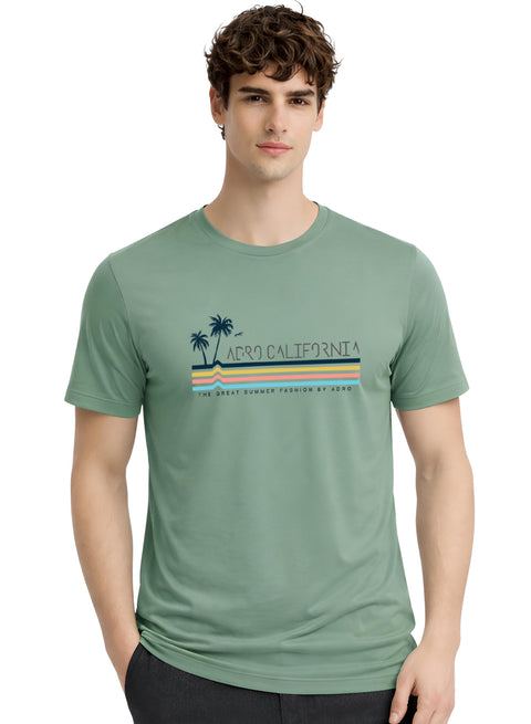 Adro Mens California Graphic T-Shirt | Retro Stripe Print Cotton Summer Tshirt | Stylish Beach T shirt | Comfortable Graphic Tee Pista