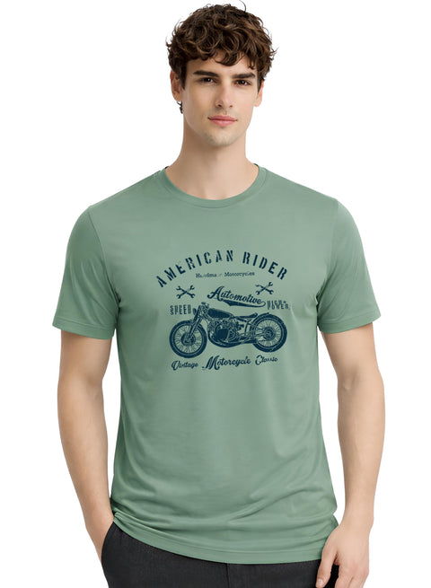 Adro Mens American Rider Printed T-Shirt | 100% Cotton T shirt for Bikers | Stylish Casual Tee Summer Regular Fit Biker Tshirt