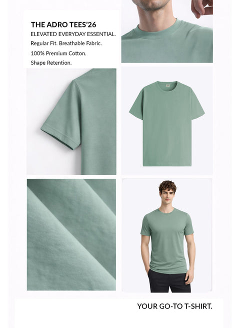 Men’s Cotton T-Shirt Combo Pack of 3 | Regular Fit | ADRO Basics