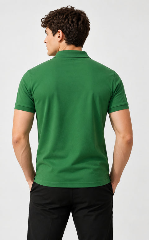 ADRO Men's Printed Stripe Polo T-Shirt | Regular Fit Half Sleeve | Green