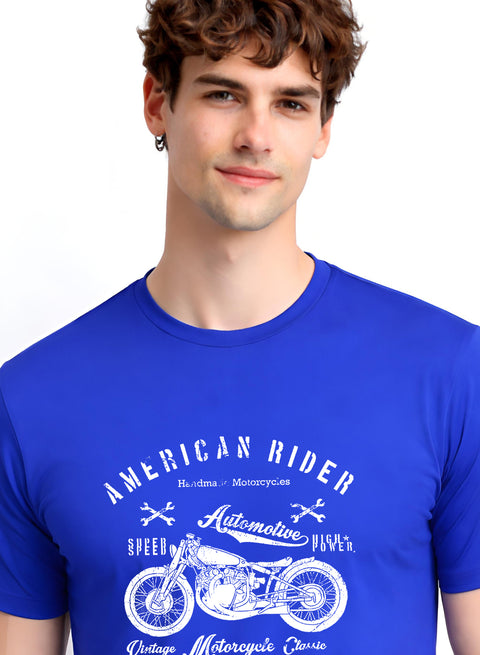 Adro Mens American Rider Printed T-Shirt | 100% Cotton T shirt for Bikers | Stylish Casual Tee Summer Regular Fit Biker Tshirt