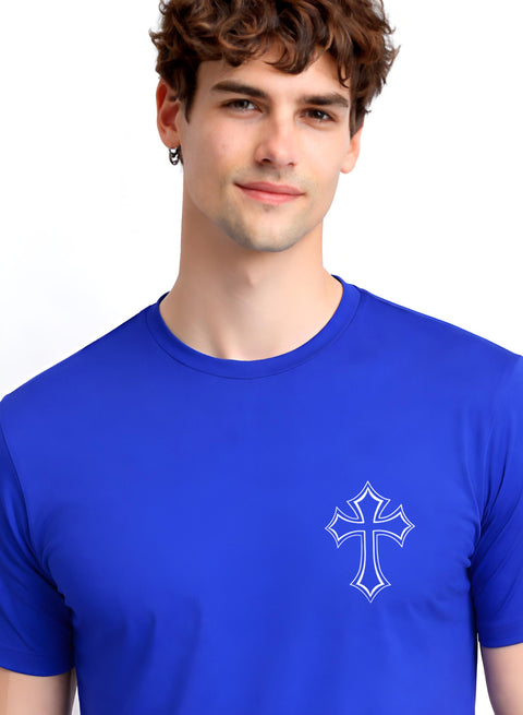 Adro Mens Cross Printed T-Shirt | Minimal Chest Graphic Cotton Casual Tshirt | Trendy Stylish Comfortable Regular Fit T shirt for Men