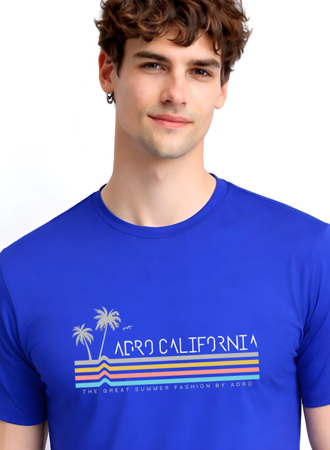 Adro Mens California Graphic T-Shirt | Retro Stripe Print Cotton Summer Tshirt | Stylish Beach T shirt | Comfortable Graphic Tee
