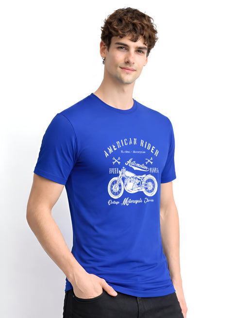 Adro Mens American Rider Printed T-Shirt | 100% Cotton T shirt for Bikers | Stylish Casual Tee Summer Regular Fit Biker Tshirt