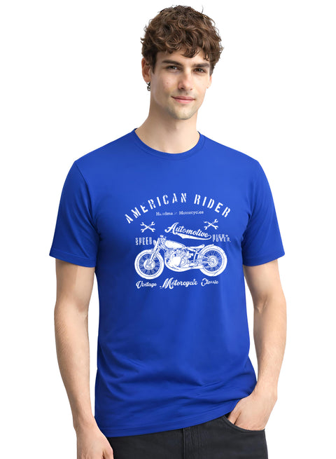Adro Mens American Rider Printed T-Shirt | 100% Cotton T shirt for Bikers | Stylish Casual Tee Summer Regular Fit Biker Tshirt